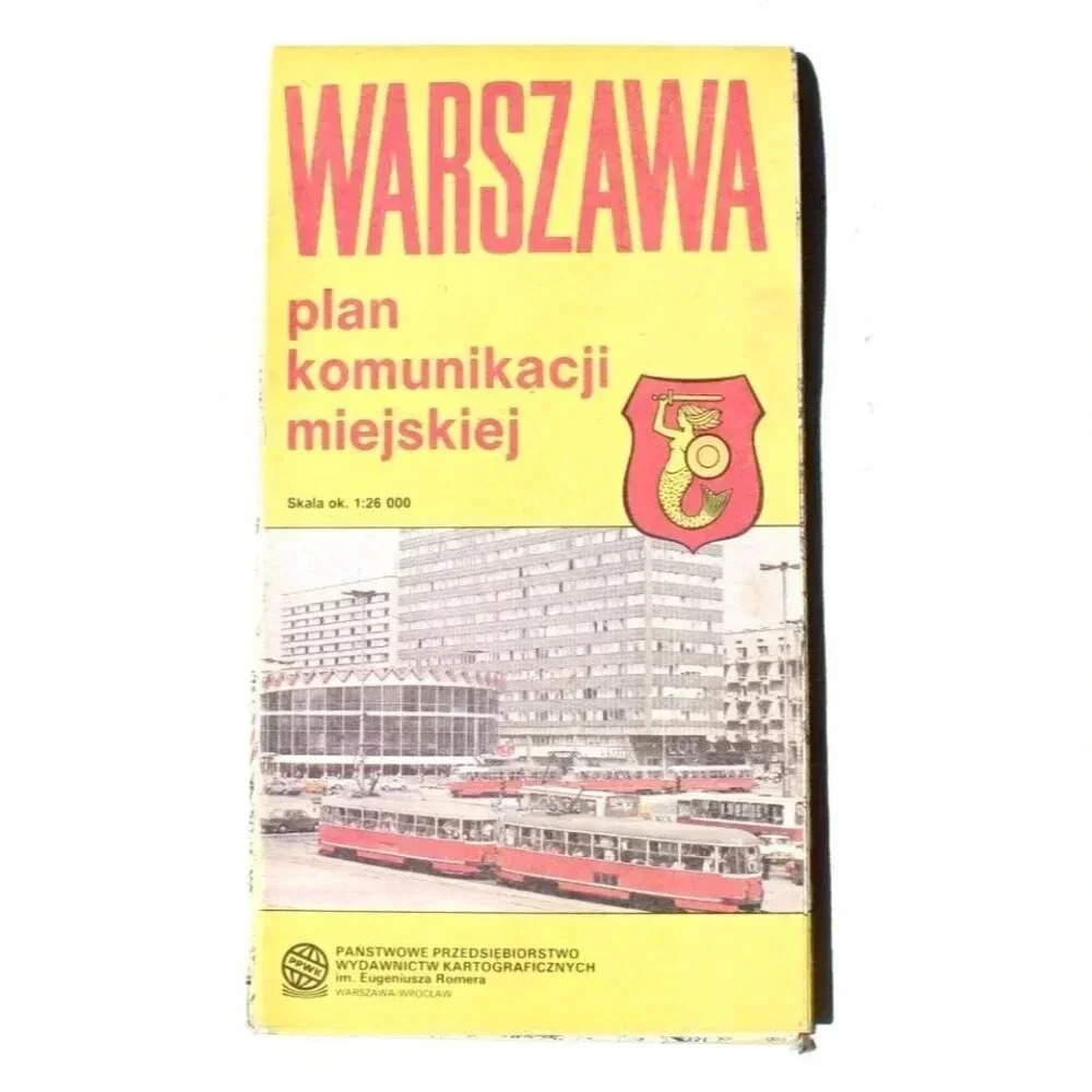Vintage 1988 Warszawa Public Transportation Poland Map
